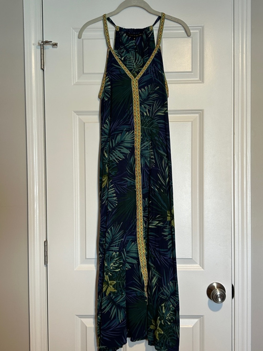 America & Beyond Navy Floral Maxi Swim Coverup Women's Size Medium